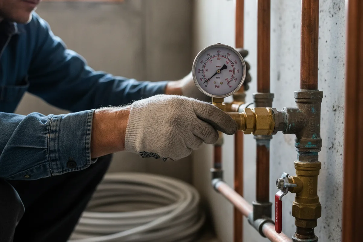 Pressure testing a repaired line during Water Line Repair in Houma